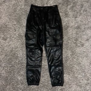 Shinestar Faux Leather Cargo Pants